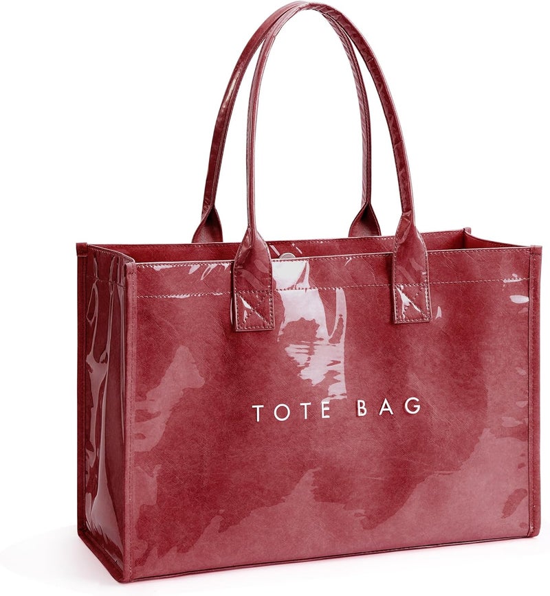 KALIDI FANCY FOREST KALIDI PVC Tote Bag Women’s Kraft Paper Work Handbags Purses with Top Handle - Image 1